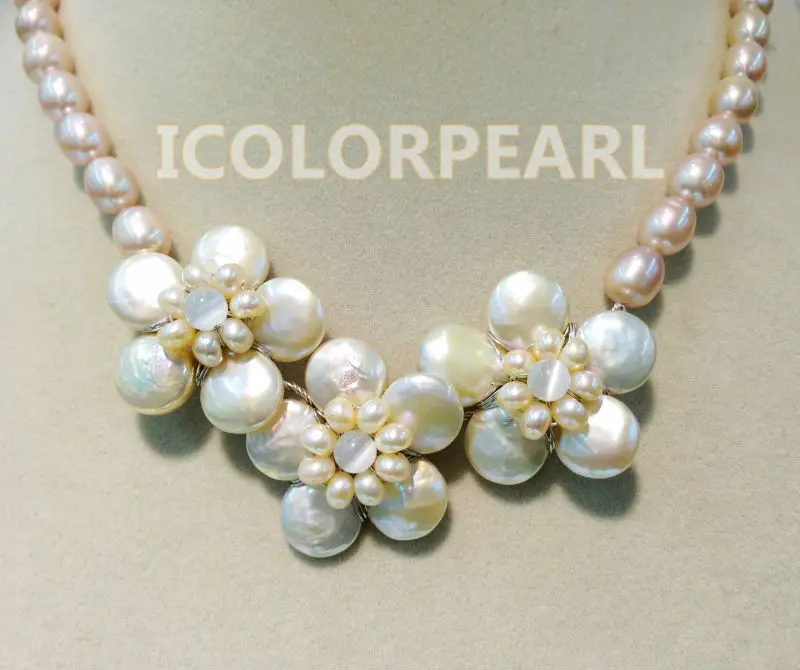 Элегантный пресноводный жемчуг в форме подсолнуха и Овальный розовый