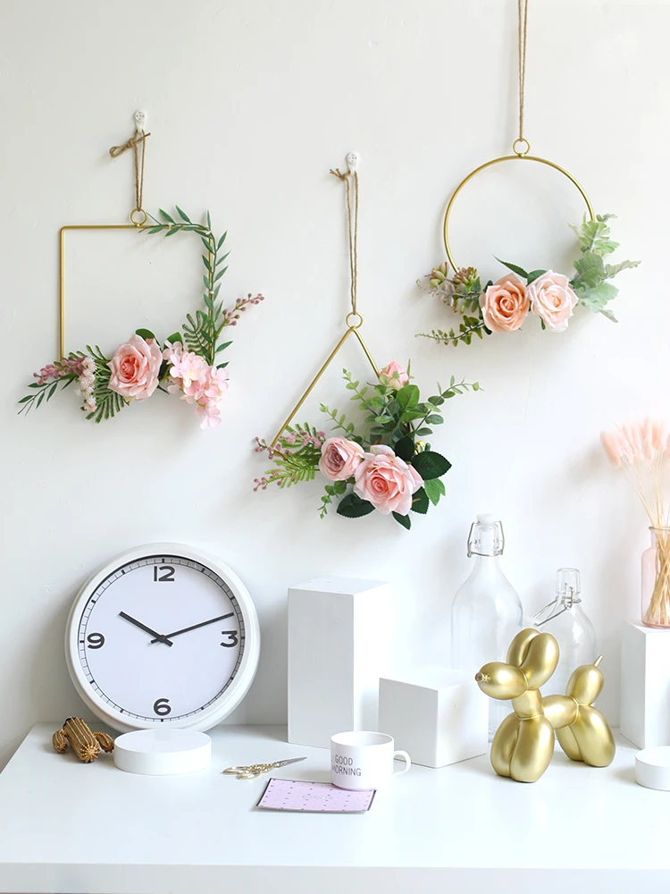 Креативное украшение для комнаты девочек цветочный венок золотистое