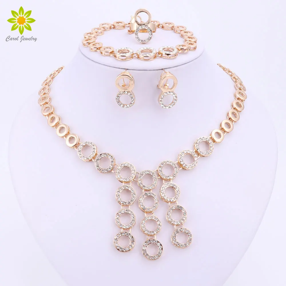 Комплект ювелирных изделий для женщин ожерелье с кристаллами серьги набор