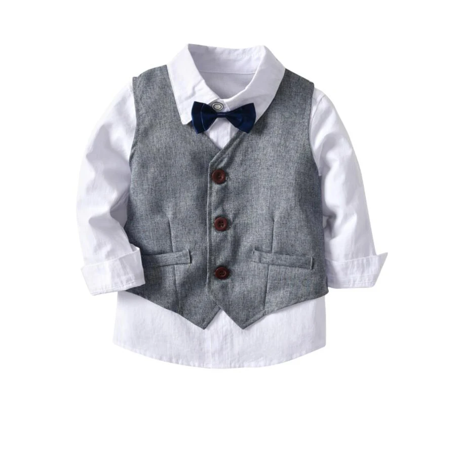 2019 New Kids Costume Boys Formal Suits Blazer Sets Gentleman Baby Suit Tops Shirt Vest Tie Pants 3 pcs Set Clothes |