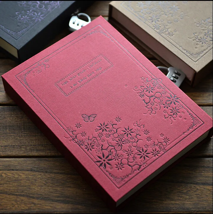 

Lock password Diary Books Notebook Vintage Creative Travel Journal Women/Men Personal Sketchbook