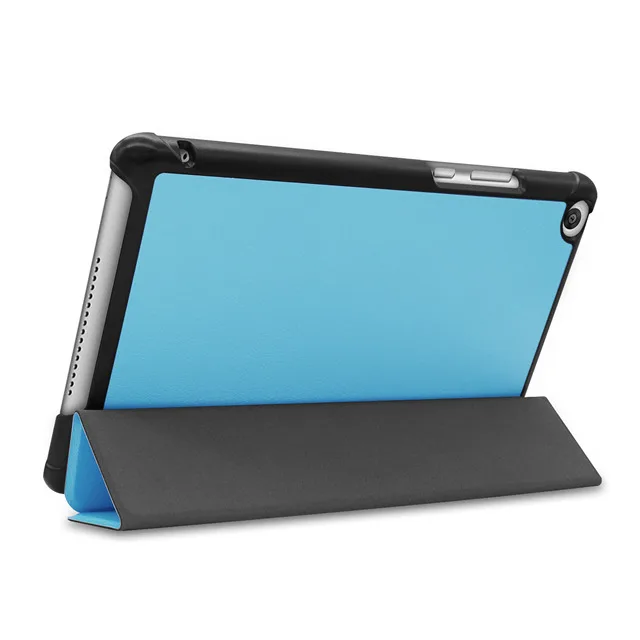 Цветной чехол из искусственной кожи для huawei MediaPad M5 Lite 8,0 JDN2-AL00/W09 планшет Funda чехол для huawei Honor Pad T5 8,0 дюймов+ подарки - Цвет: Light Blue