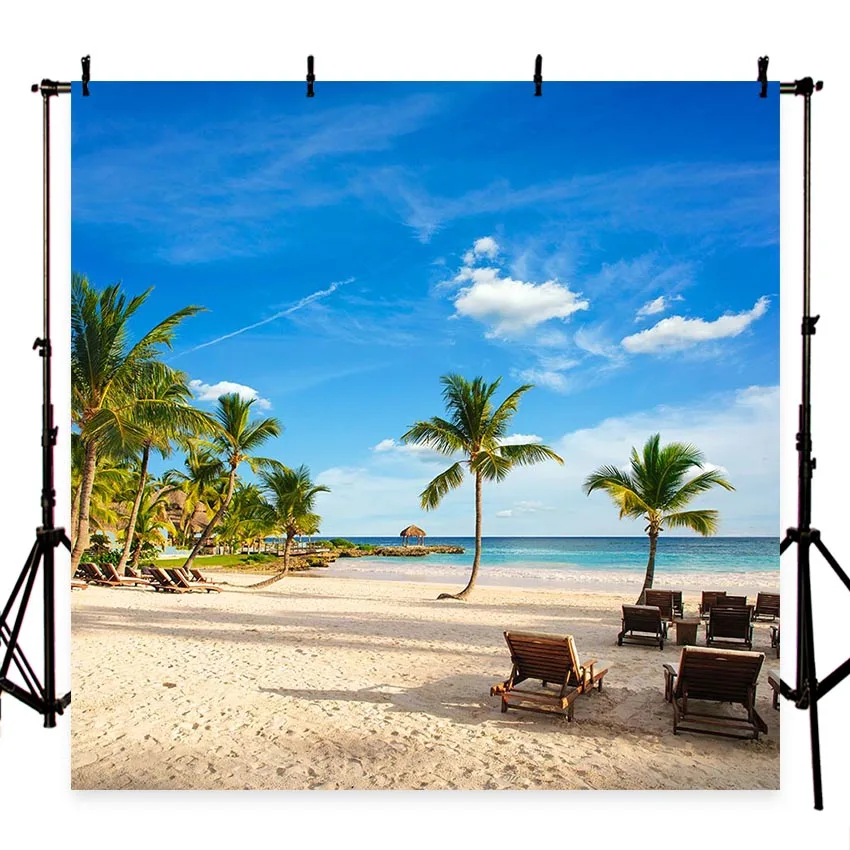 Summer Sea Beach Party Palm Tree Scenic Portrait Photography Backgrounds wedding Custom Backdrops For Photo Studio | Электроника