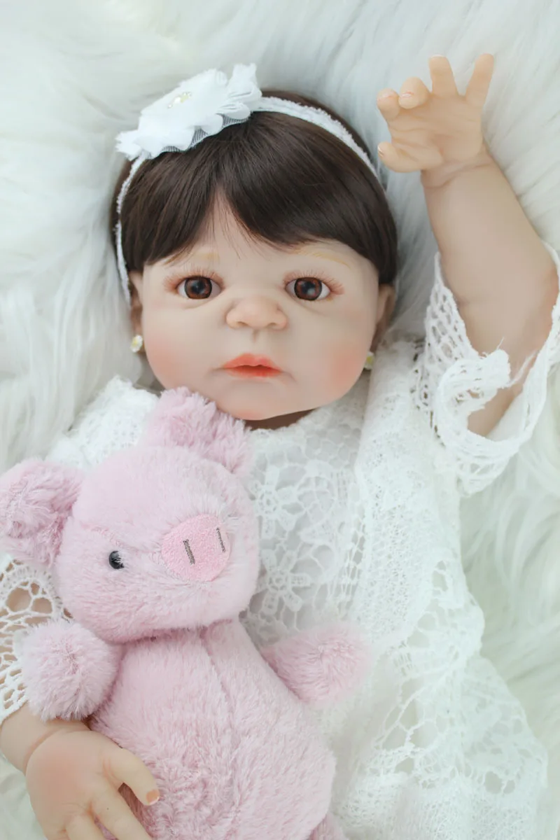 55 см полноразмерная силиконовая кукла Reborn Girl игрушка для малышей Реалистичная 22