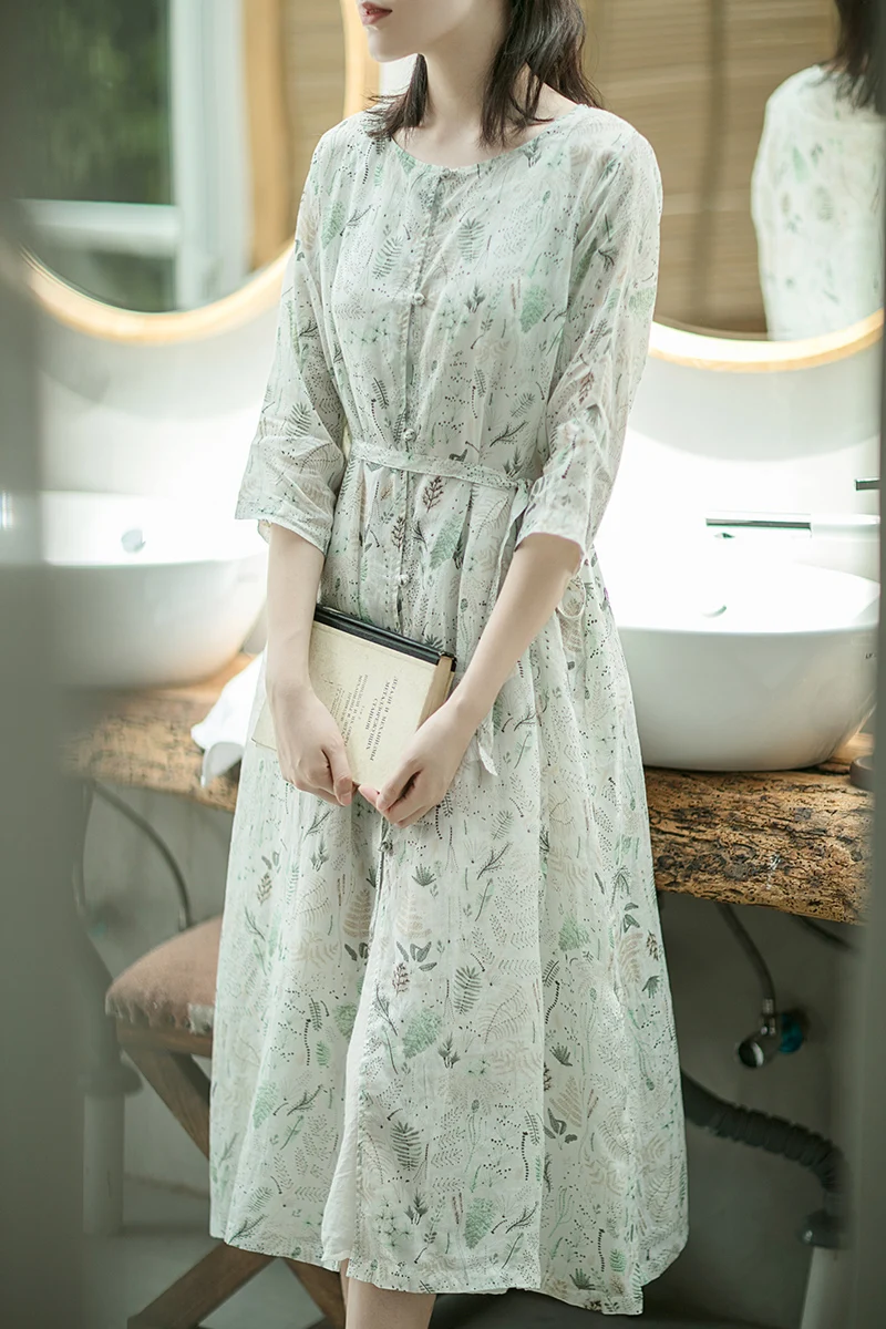 Женское винтажное платье рубашка SCUWLINEN Длинное свободное пляжное на тонких