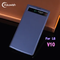 flip leather cover phone case for lg v10 h901 h960 h960a h961s f600 v 10 5 7 smart case auto sleep wake slim clear window view