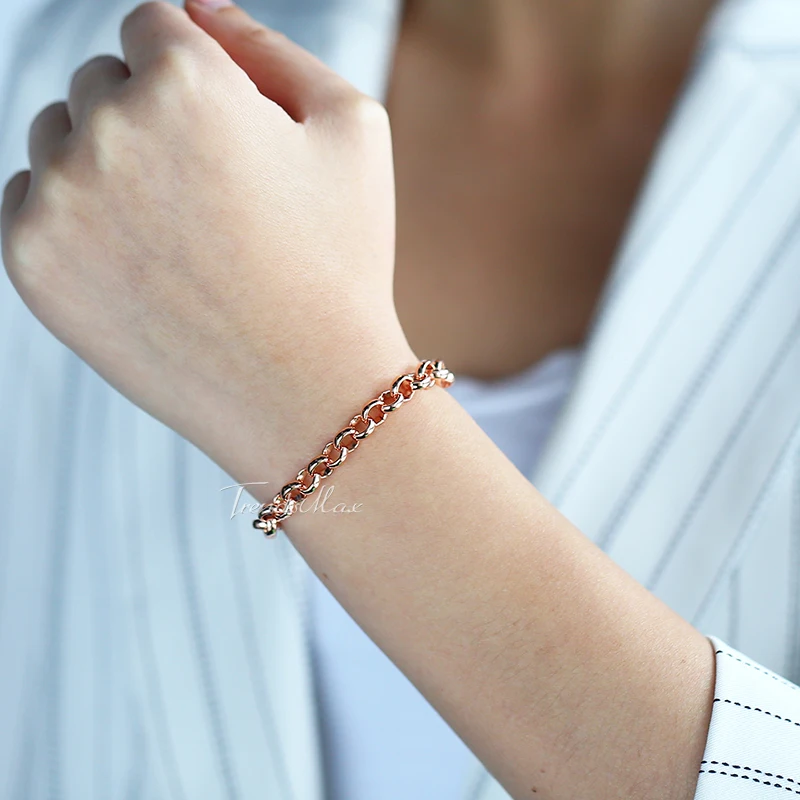 Женская цепочка на браслет розовое золото 585 пробы 6 мм 18 см 20 23 25 GB212|bracelet chain|women