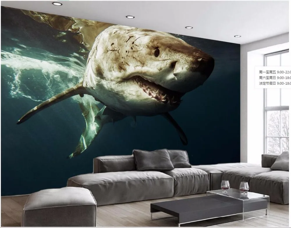 Настенные 3D обои на заказ морской фон стена большой акулы 3d настенные фрески для