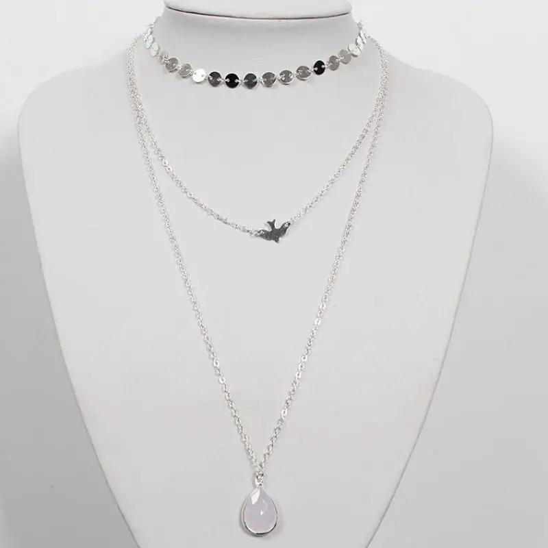 Trendy Sequinned Layered Necklace Set Women Accessories Layering Minimalist Jewelry Female Bijoux Femme | Украшения и аксессуары