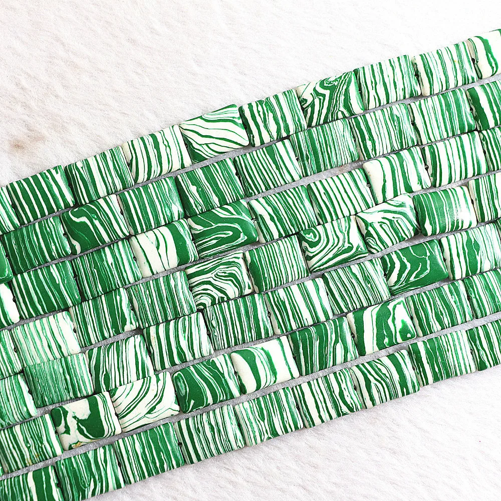 

Green &white Stripes Turquoises Calaite Stone 13x18mm Rectangle Fashion Diy Jewelry Free Shipping Loose Beads15" B341