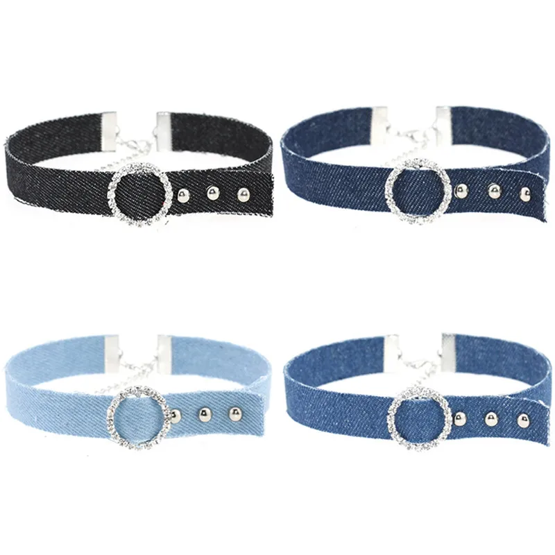 1 шт. Стразы джинсовый Воротник Ожерелье 4 цвета доступны Модные ювелирные