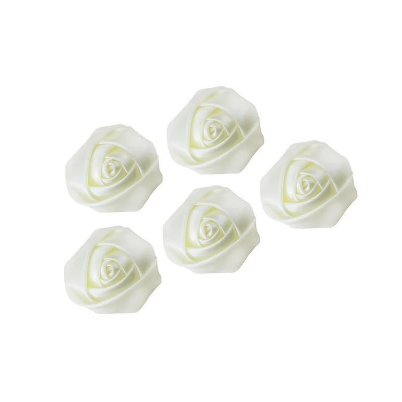

20 Pcs\lot Handmade 3.5 cm Ivory Rose Flower Heads Fabric Satin Ribbon Rose Flowers For Wedding Bouquet DIY Material Decoration