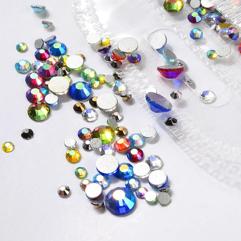 Смешанные цветные стеклянные искусственные кристаллы AB с плоской задней