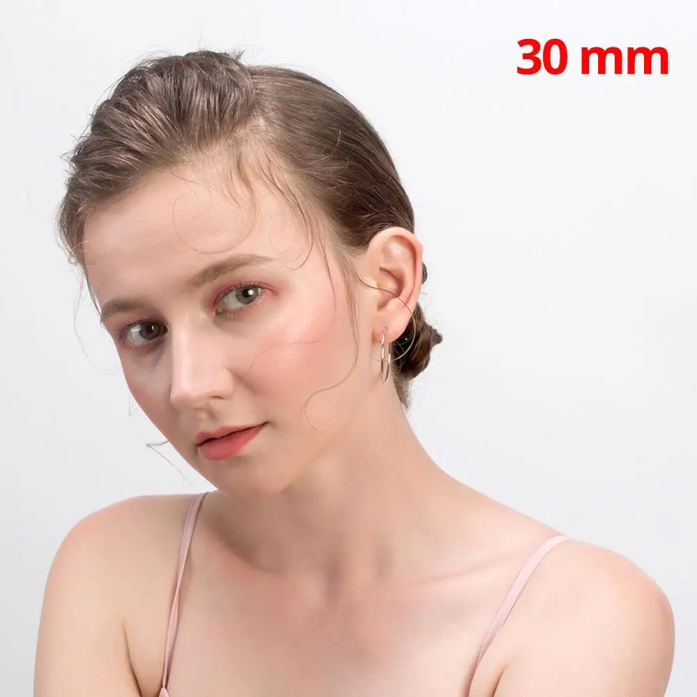 30mm Effie queen Стерлинговое серебро женские серьги 30 см 40 см 50 см большой круг обруч серьги серебро 925 ювелирные изделия мода Brincos BE146 - Окраска металла: 30mm