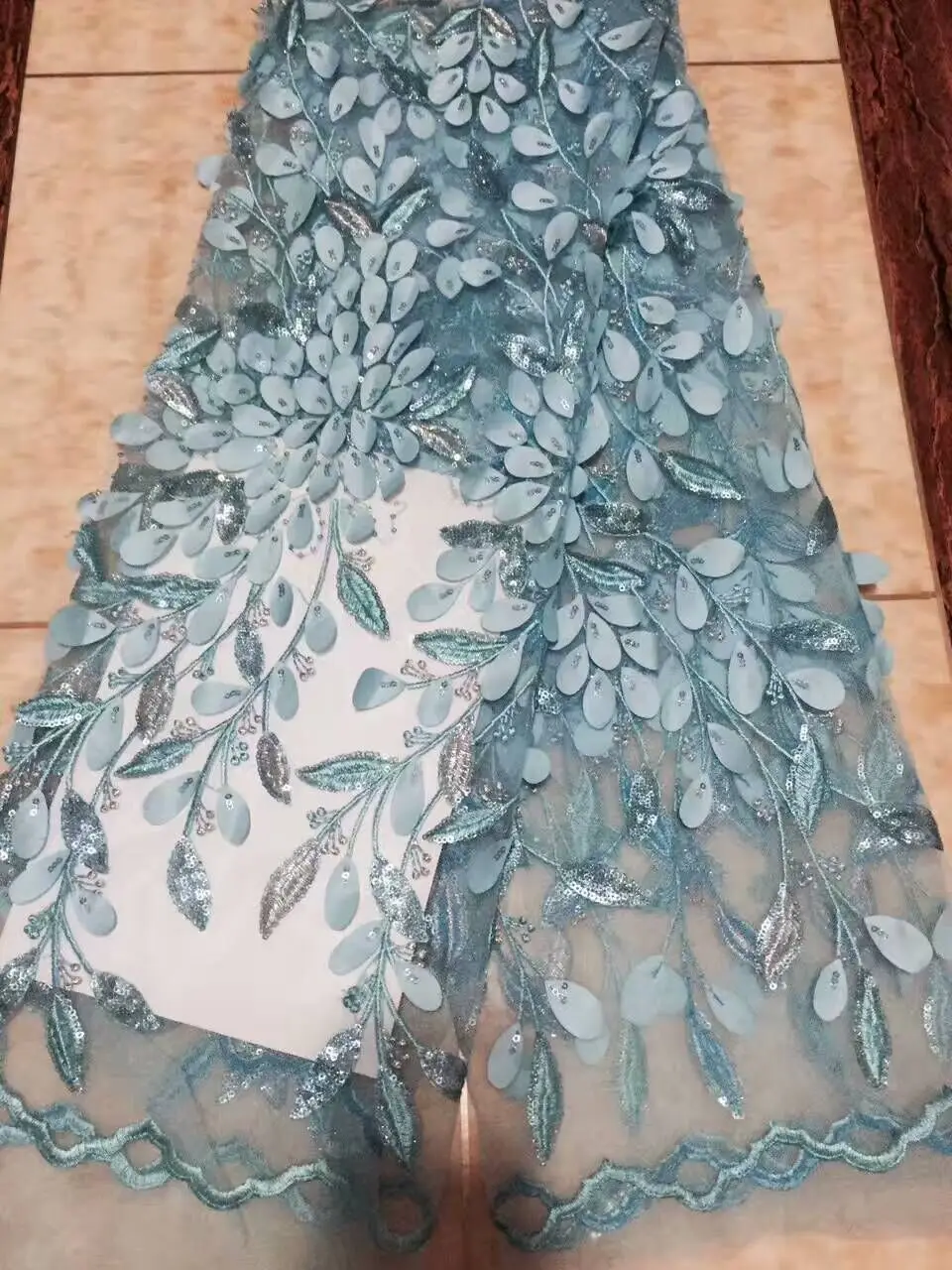 Новейшая ручная вышивка M08 3d аппликация тюль кружево с бусинами африканские