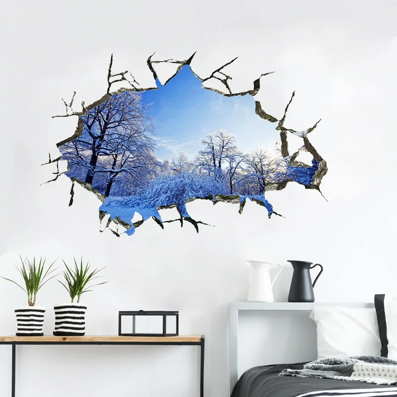 3D разбитые стены четыре сезона фотообои для спальни гостиной детской комнаты