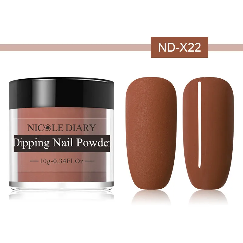 ND-X22 NICOLE DIARY 10 г, набор пудры для погружения ногтей, блестящая Порошковая голографическая пудра для маникюра, сухая хромированная пудра для украшения ногтей, гель - Цвет: ND-X22