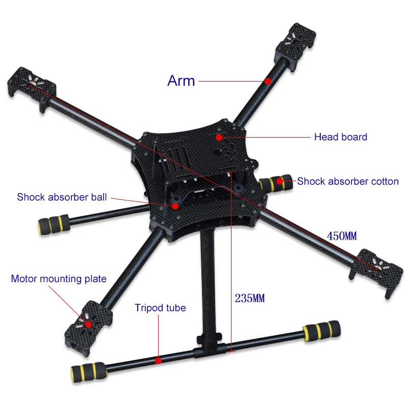 MIZEKONDA воздушная камера S450 из чистого углеродного волокна FPV четырехосевой Дрон