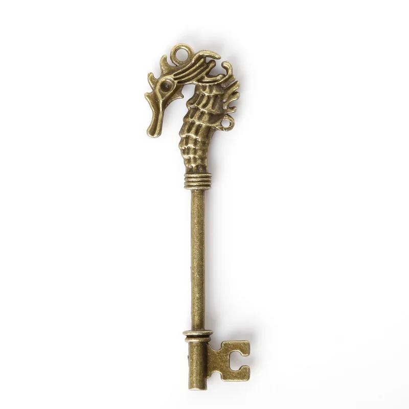 Винтажная металлическая подвеска в виде ключа Dragon Key 2 шт. 70х19 мм античные