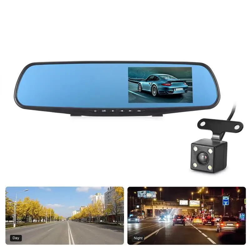 Car DVR 1080P Dual Lens Dash Camera Rear Mirror Digital Recorder With Rearview Camera Video Recorder Camcorder Registrar