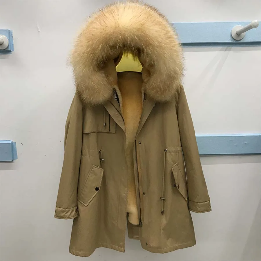 

2019 Winter Jacket Women New Fashion Rabbit Fur Coat Imitation Mink Liner Overcoat Luxurious Outerwear