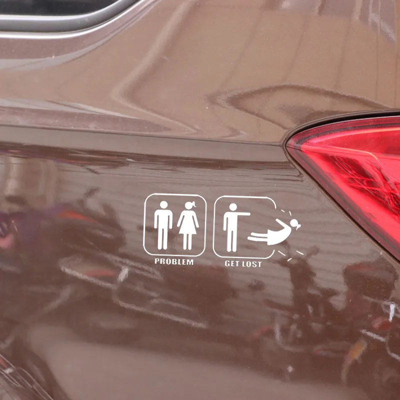 

YJZT 16.3X7.1CM Funny Decoration Vinyl Car Sticker Decal PROBLEM GET LOST Black/Silver C26-0231