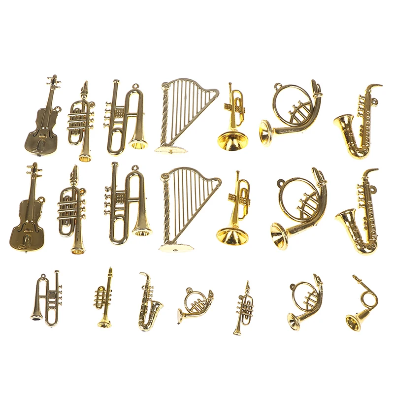 Mini Plastic Instrument Good Gift For Friends Collecting Gold Christmas Tree Hanging Xmas Decor Musical
