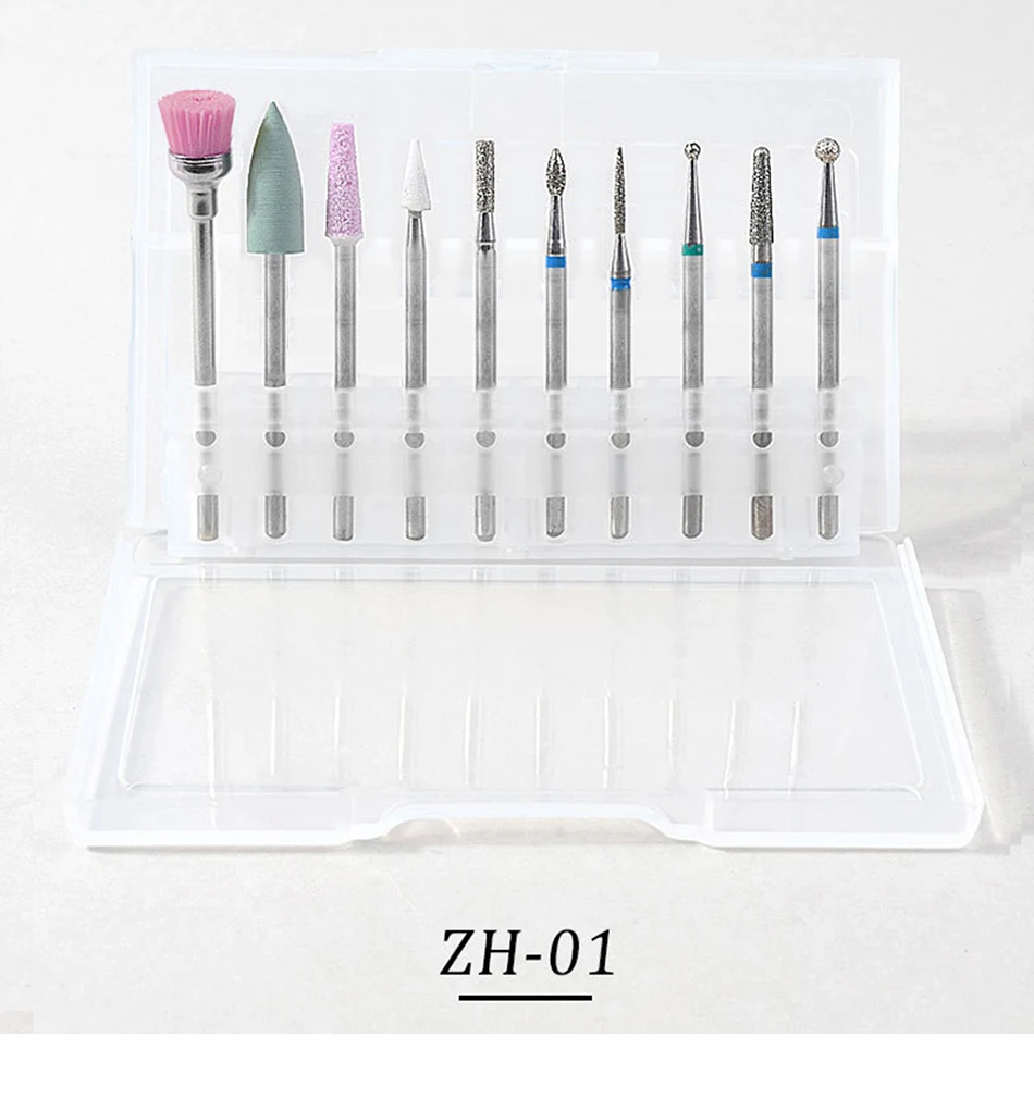 20000 ОБ/мин электрические сверла для ногтей набор 10 шт. Фрезерные фрезы маникюрный аппарат Кончики ногтей Электрический маникюр ногтей Педикюр пилка