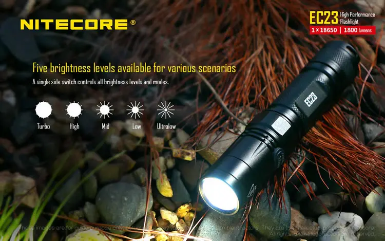 NITECORE EC23 8 режимов 1800лм CREE светодиодный водонепроницаемый фонарь для кемпинга и пеших прогулок, портативный фонарь,, без 18650