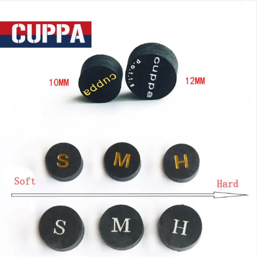 Новое поступление Cuppa 3 шт./лот 10 мм/12 мм снукер кия наконечники S/M/H твердость