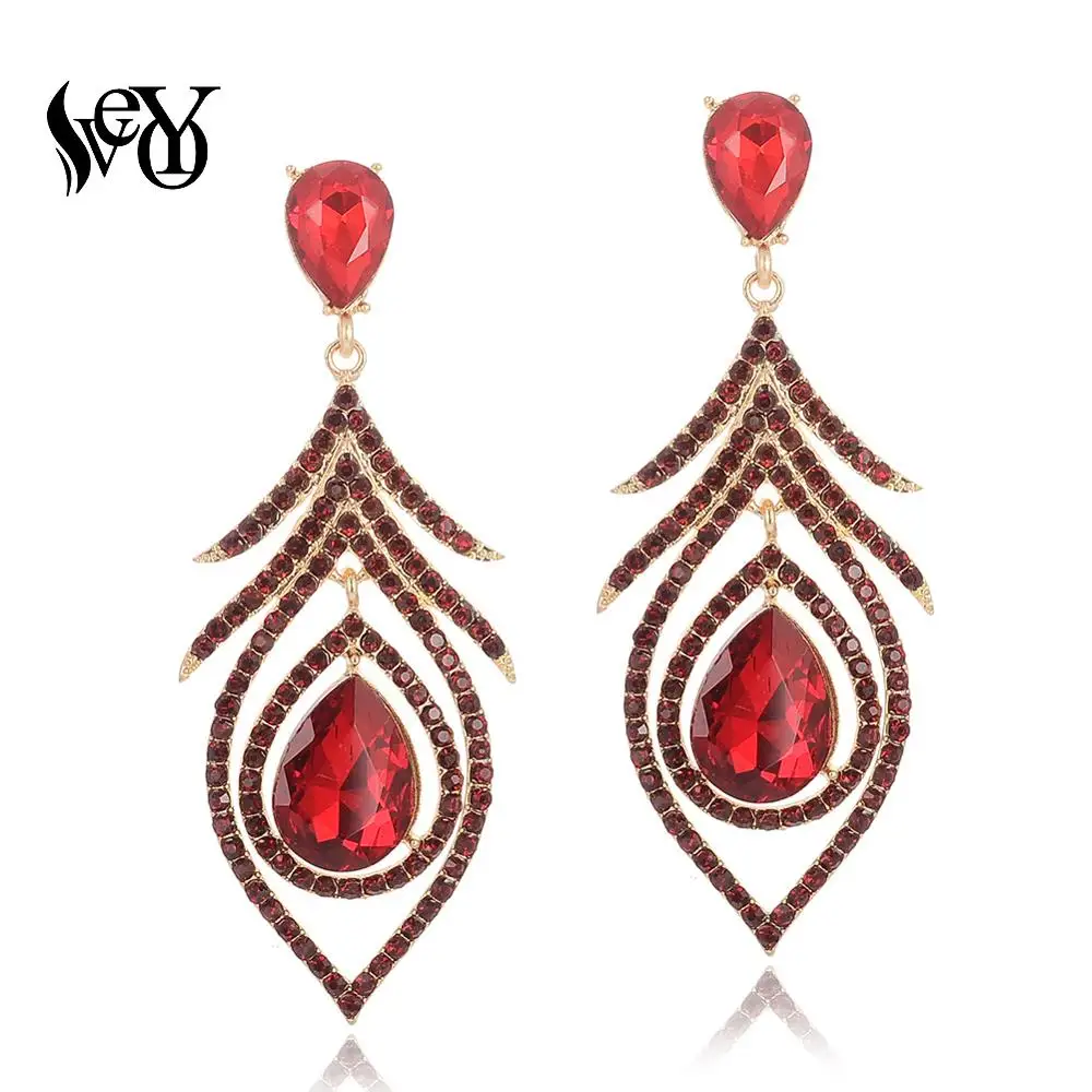 

VEYO Crystal Drop Earrings Vintage Leaf shape Full Rhinestone Earrings for Women Free shipping