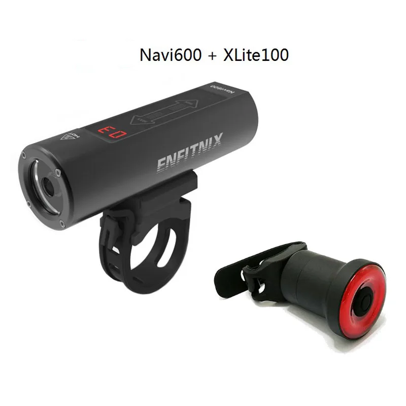 New Enfitnix Navi600 Road Bike Mountain Bike Bicycle Smart Headlight Flashlight Xlite100 Backlight USB Charging Tail Light - Цвет: Navi600-SET2