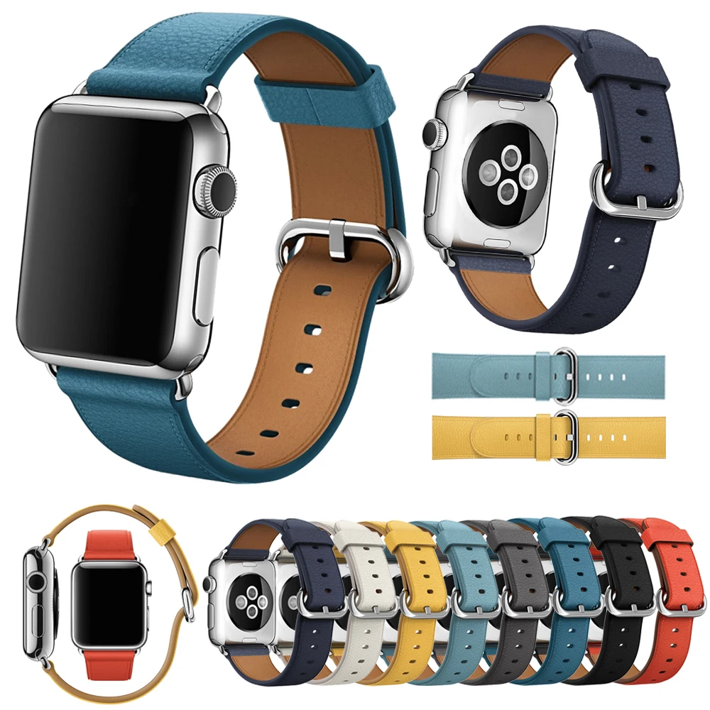 Классическая Пряжка из натуральной кожи для Apple сменный ремешок наручных часов