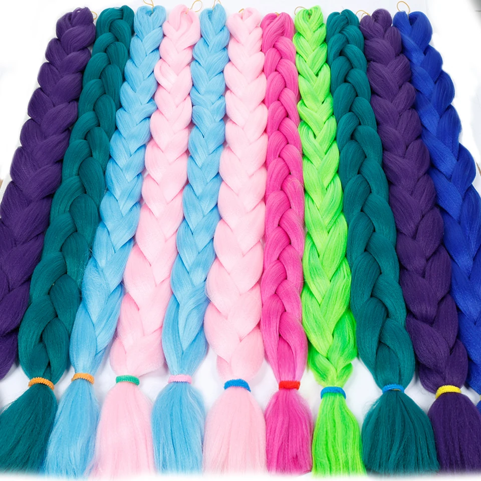 MEIFAN Long Ombre Synthetic Jumbo Braid Hair 165g/Piece Pure Color Crochet Extensions Hairstyle |