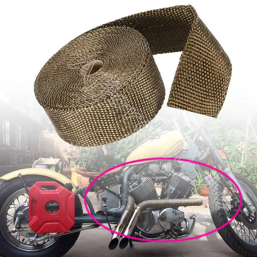 Universal Fit for Car Motorcycle Exhaust Pipe Heat Header Wrap Manifold Downpipe Insulation Thermal Tape Roll 2&quot X 32.8ft Brown |