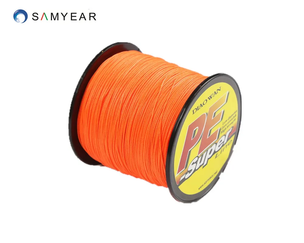 orange Промо-акция! 4 нити 300 м 10-100LB PE плетеная леска супер сильная многоволоконная леска много цвета на выбор-DIAOWAN - Цвет: orange