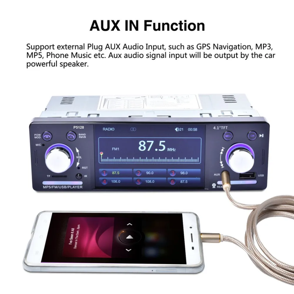 4," Автомобильный MP5 плеер Bluetooth 1080P HD lcd экран 800*480 7 цветов Кнопка задний светильник зеркальная связь FM/AM/RDS тюнер