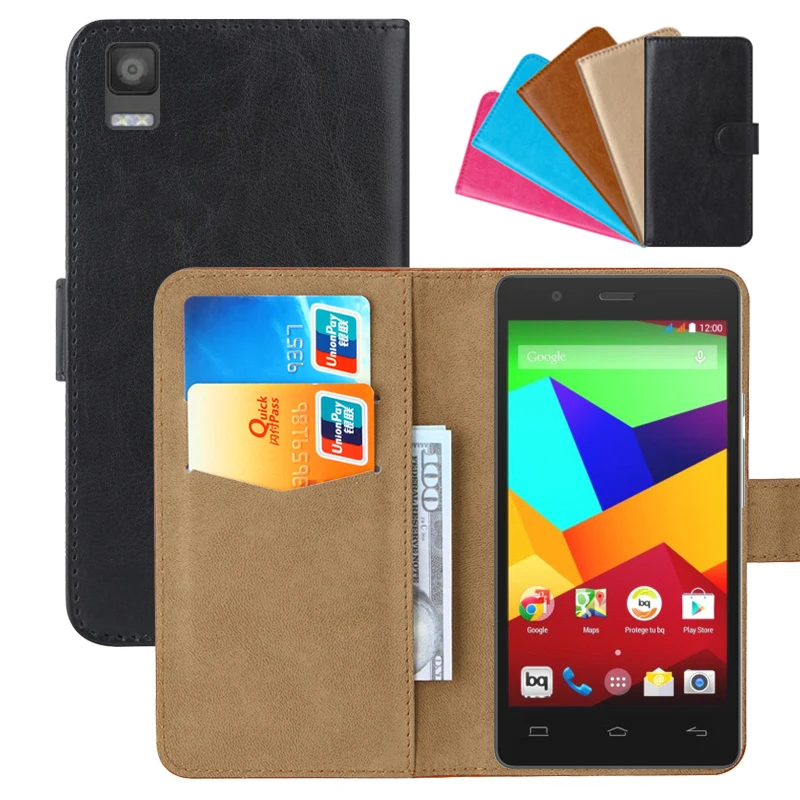 

Luxury Wallet Case For BQ Aquaris E5 4G PU Leather Retro Flip Cover Magnetic Fashion Cases Strap