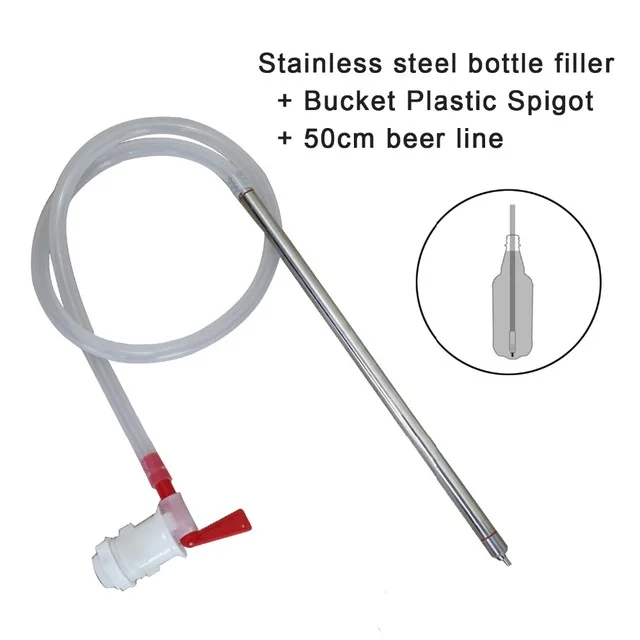Homebrew Stainless Steel Bottle Filler Spring Loaded with beer hose and Bucket Spigot |