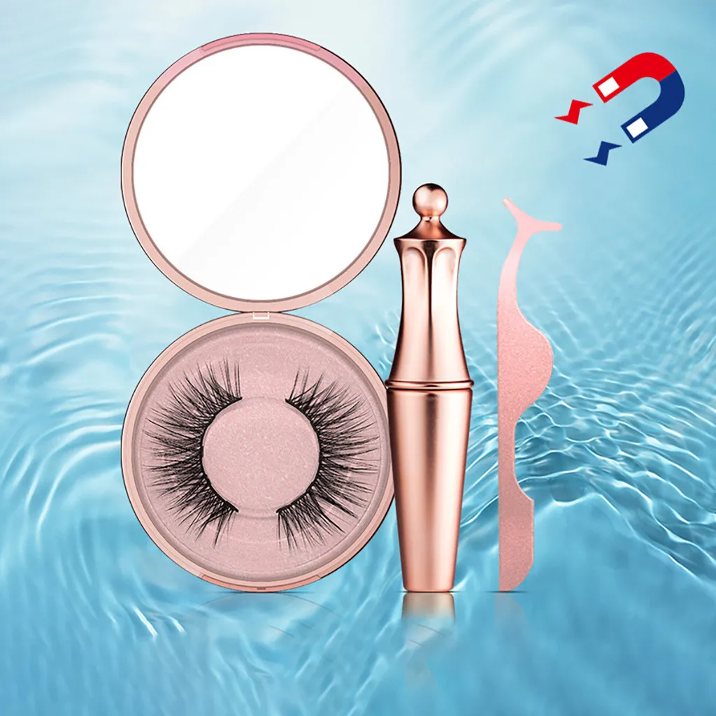 New Fashion Eyelashes Eyeliner Eyelash Curler Set 5 Magnet Liquid Eyeliner Eyelashe With Eyeliner Tweezers Set