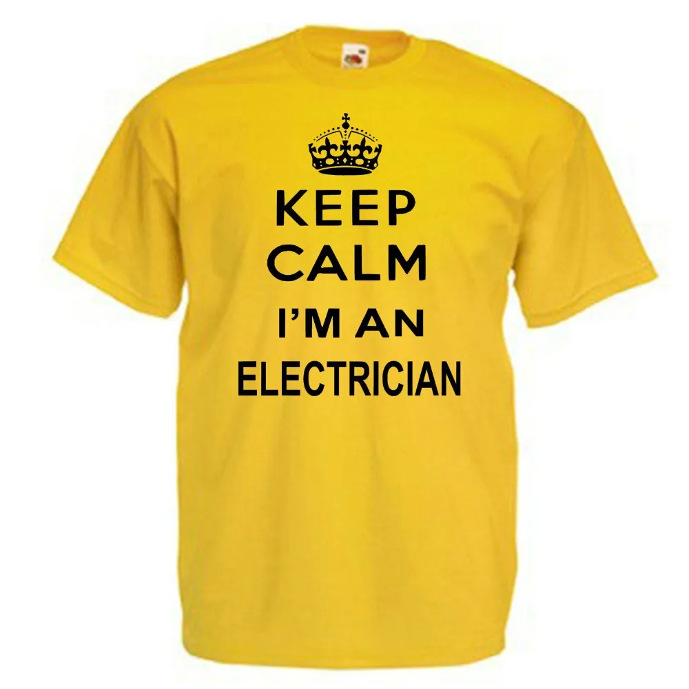 Keep Calm Electrian Мужская взрослых футболка Новинка 2019 г. модная популярная брендовая