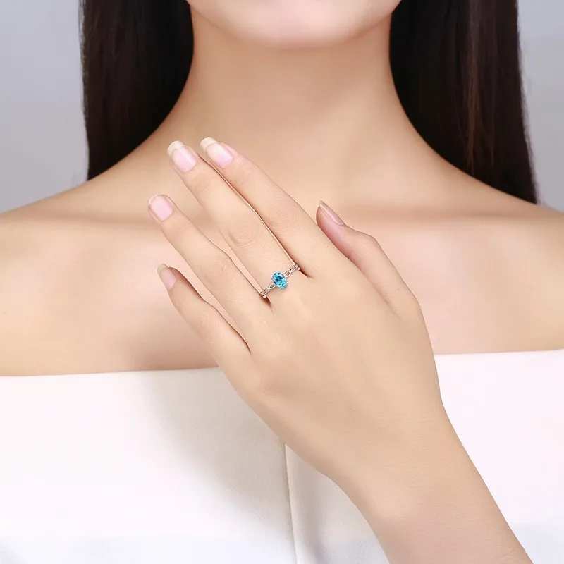 Женское Обручальное кольцо с камнем Aneis Anelli овальное натуральным голубым топазом