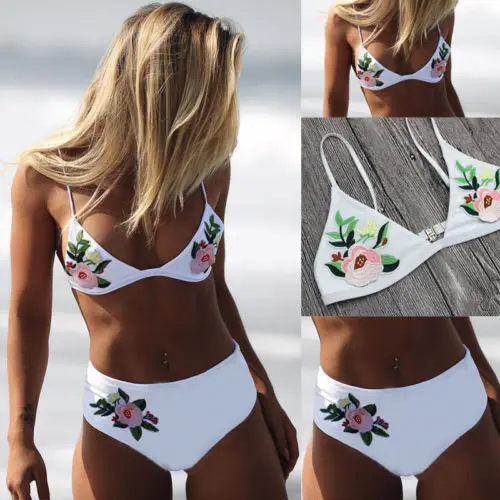 Купальник женский с цветочной вышивкой пуш апом 2018|beachwear swimwear|beachwear womenbeachwear bikinis |