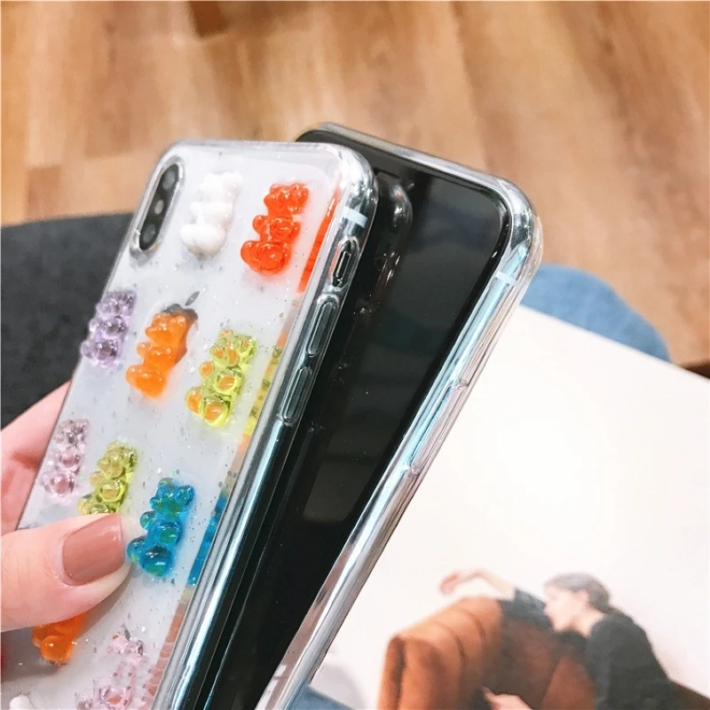 Милый мягкий чехол с медвежонком Gummy для iphone 8 чехлы iPhone 11 6 7 Plus X XS Max XR Силиконовый