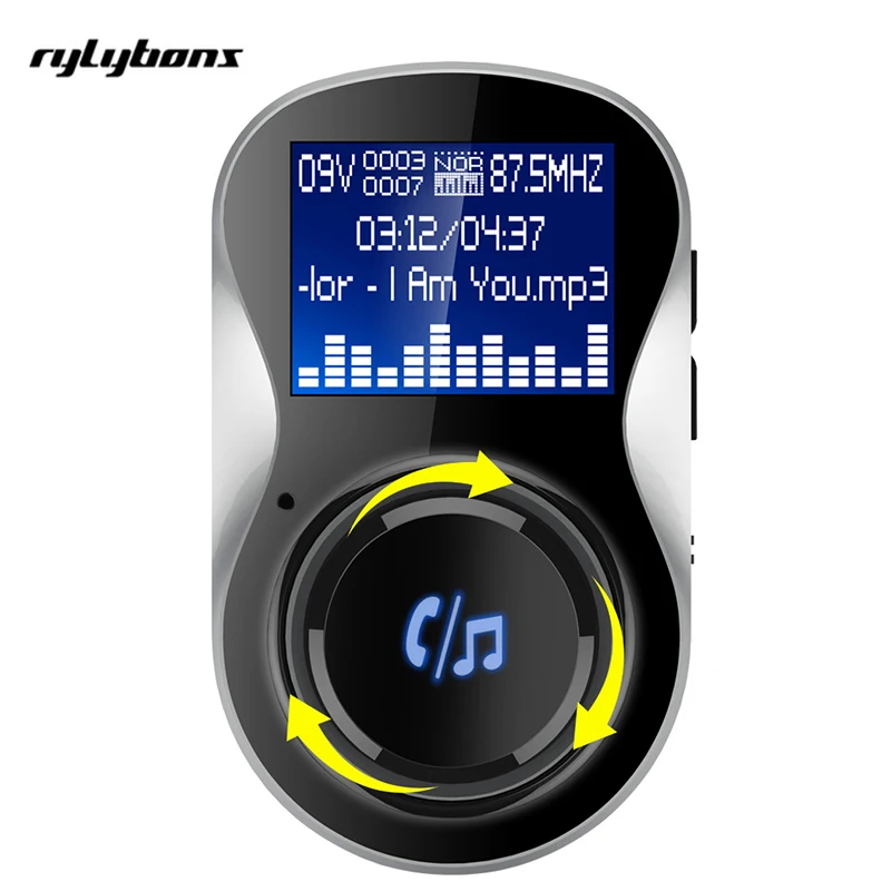 Rylybons 12V FM передатчик автомобильный Bluetooth Handsfree комплект большой экран MP3 плеер с USB