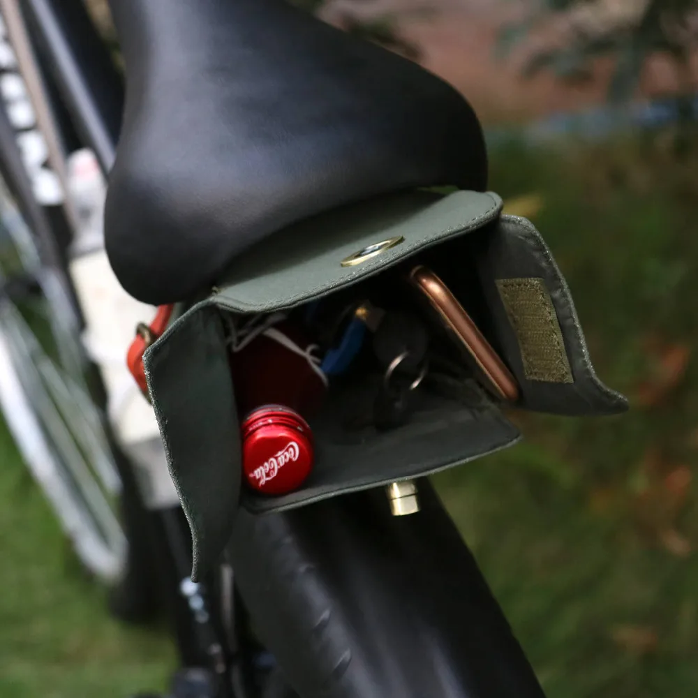 tourbon vintage bike saddle bag bicycle seatbag seat tail case waxwear canvas phone pouch cycling accessories water repellent free global shipping