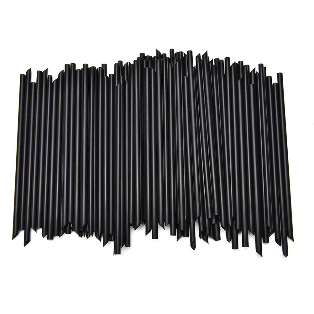 100 шт./лот пластиковые соломинки черного цвета для дня рождения свадьбы украшения