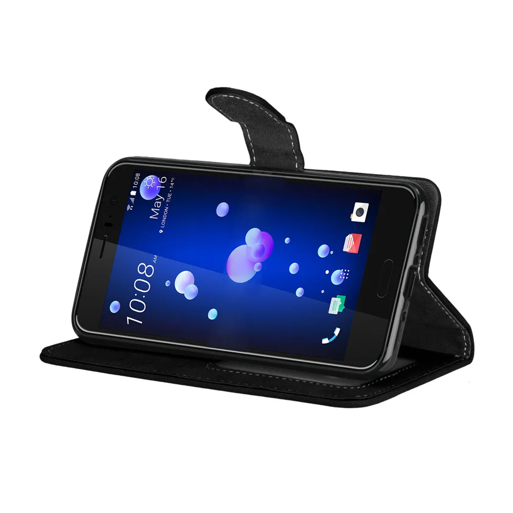 Матовый кожаный чехол кошелек для HTC U11 подставка с 3 отделениями карт книжка