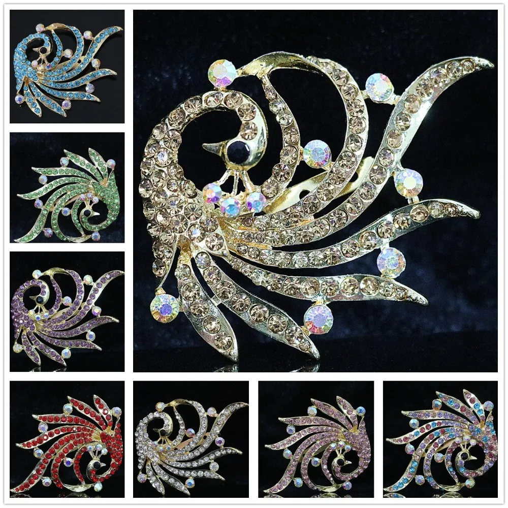 Горячая австрийский Цвет Красочные Павлин Брошь для женщин Кристалл Стразы