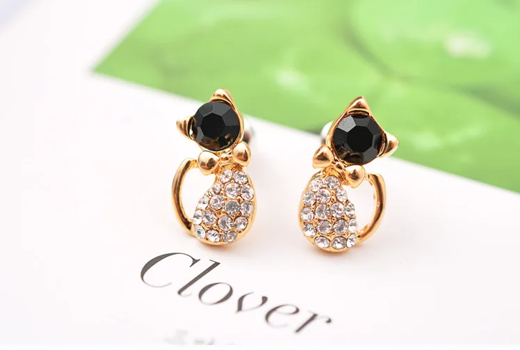 Женские модные серьги e057 красивые с котом из страз|earring bag|earrings candyearrings logo |